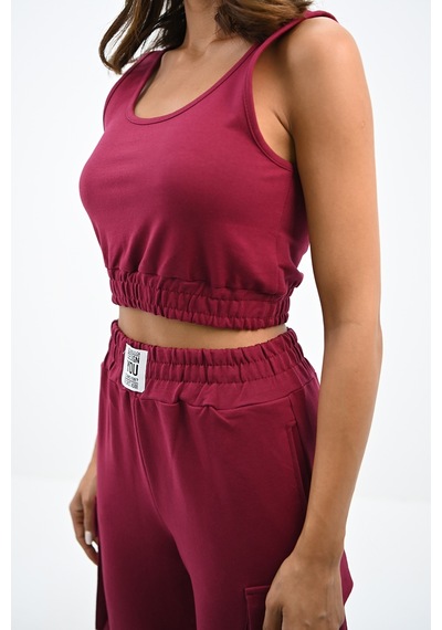 Koza Butik Kadın Askılı Crop Bluz Detaylı Eşofman Takımı 3715-23 001