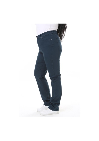 Şans Kadın Büyük Beden Camel Yüksek Bel 5 Cepli Likralı Gabardin Pantolon 65n38117-lacivert Lacivert