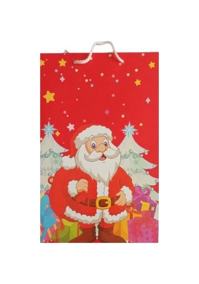 Yılbaşı Karton Çanta Kırmızı Noel Baba 26x40cm