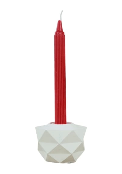 Mumluk Şamdan Tealight Ve İnce Mum Uyumlu Prizma Model - Beyaz