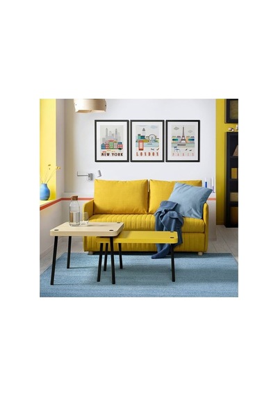 Ikea Sonhult Sehpa Seti, Sarı-huş Görünüm, 2 Parça