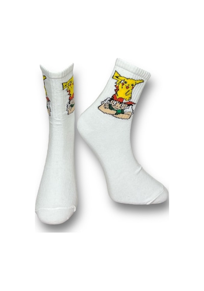 Me-vo 2'li Unısex Pokemon Ve Simpsons Tasarımlı Esnek Nem Alabilen Pamuklu Spor Soket Çoraplar Çok Renkli