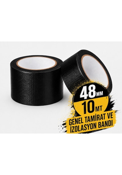 Sanplaza Siyah Tamir ve İzolasyon Bandı 48mm 10mt Suya Dayanıklı Duct Tape Sırdırmazlık Bandı 2 Adet -
