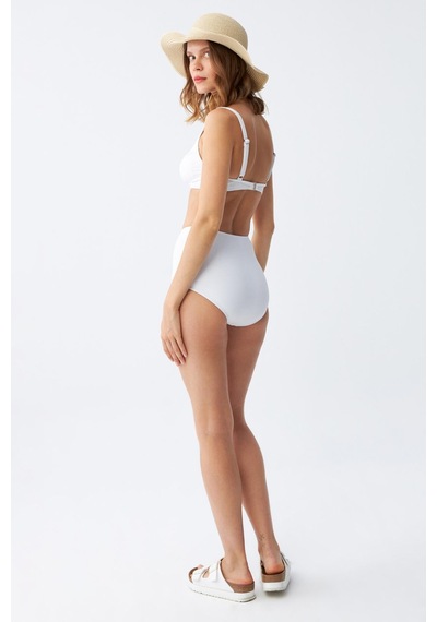 Akbeniz Kadın Beyaz Pedli Yüksek Bel Bikini Takımı