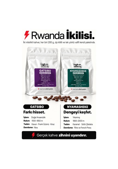 Nitelikli Rwanda İkilisi 2 X 200 Gr Filtre Kahve Gatsibo Nyamasheke Chemex