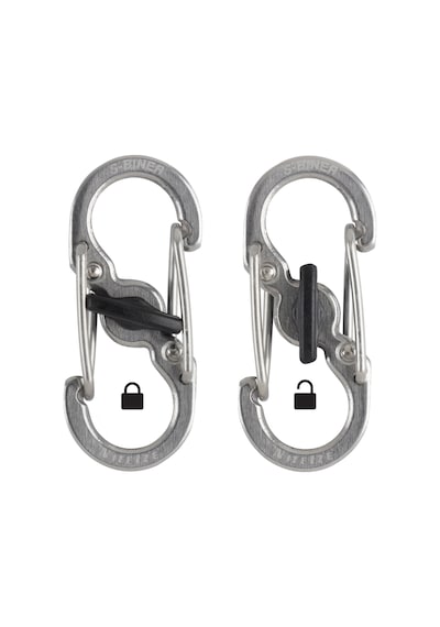 Nite Ize S-Biner Microlock Çelik Karabina 2Li Paket Gri Çok Renkli