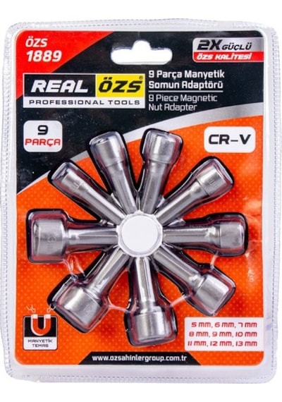 Real Özs 9 Parça Manyetik Somun Adaptörü Bits Lokma Adaptör Ptt