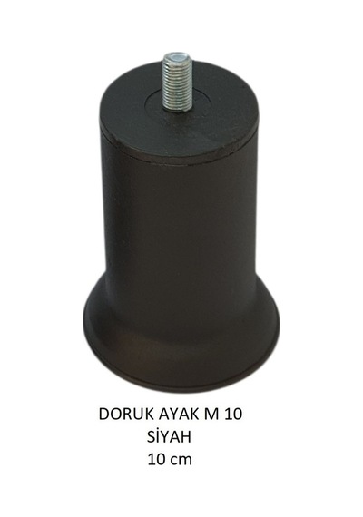 Doruk Ayak, Cıvatalı Baza Koltuk Dolap Ayağı, Metal, Siyah, M10, 10 Cm Siyah