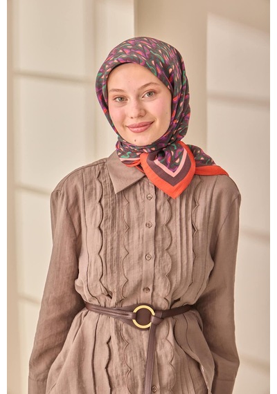 Silk Home Aura Eşarp 140006-07 Mercan, Acı Kahve, Zümrüt Yeşili, Mor