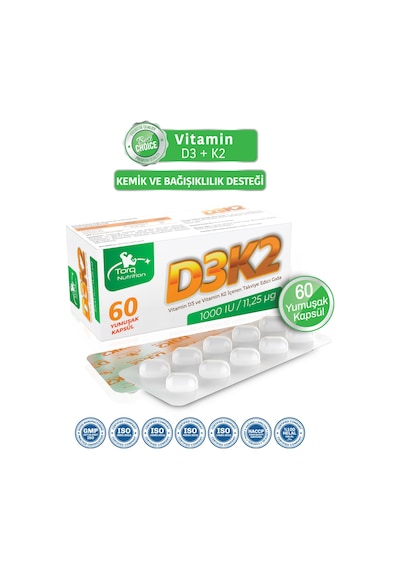 Torq Nutrition D3k2 1000 IU 11.25 Mcg 60 Yumuşak Kapsül