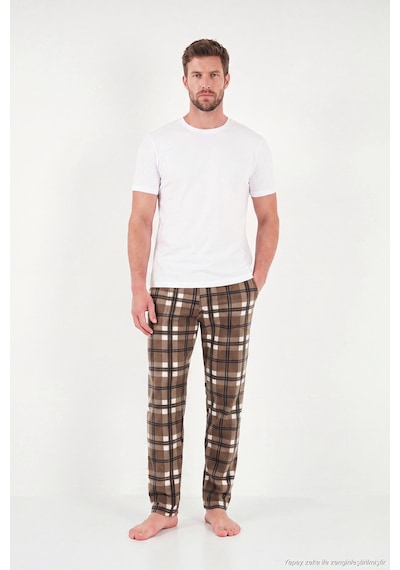 Buratti Lastikli Bel Düz Paça Yumuşak Dokulu Polar Pijama Altı Erkek Pijama Altı 6098001 Camel