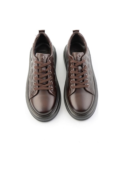 Bambi Kahve Kroko Hakiki Deri Erkek Sneaker E01398070911