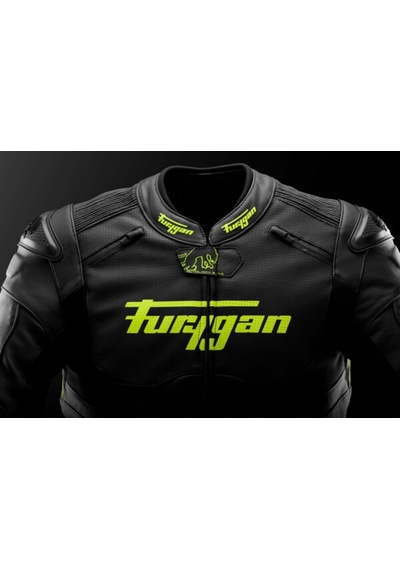 Furygan Raptor Evo 3 Deri Motosiklet Ceketi Siyah Neon Sarı Karışık-Çok Renkli