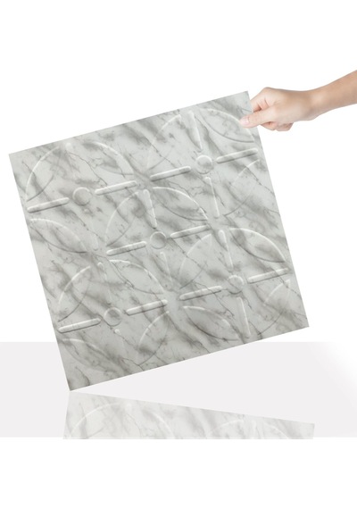 3 Boyutlu Duvar Paneli Kabartmalı Geometrik Yuvarlak Desen Pvc 41x41 Cm/ 6 Adet /1 M² Mermer