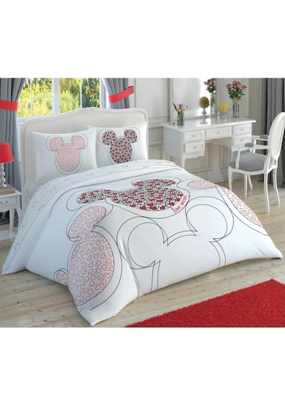 Taç Mickey Love Glow Lisanslı Çift Kişilik Nevresim Takımı Çok Renkli