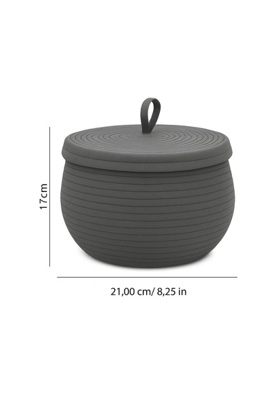 Mavaux Mutfak, Banyo Ve Ev İçin Halat Hasır Sepet 17x21 Cm Kapaklı Saklama Sepeti Honeypot Gri