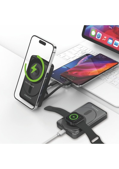 İdragon Dr-05 10000mah Manyetik Kablosuz Hızlı Şarj Powerbank - 15w Magsafe, 22.5w Çıkış, Dahili Kablolu Taşınabilir Şarj Cihazı Gri