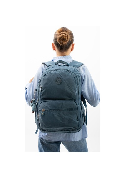Baginn Kadın Sırt Çantası Hafif Kumaş Çok Cepli Kabin Boy Seyahat Çantası 43 30 Cm Unisex Okul Çantası Mavi