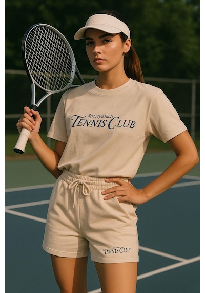 Rich Kadın Sporty Kısa Kollu Bisiklet Yaka Oversize T-shirt Ve Şortlu Alt Üst Takım Tenis İkili Takım Çok Renkli