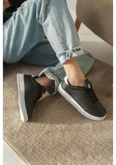Daxtors D0158 Günlük Ortopedik Kadın Sneaker Spor Ayakkabı Siyah-beyaz