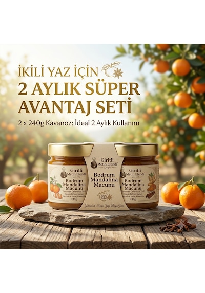 2 Kavanoz Bodrum Mandalina Macunu Giritli Metin Efendi 480 G