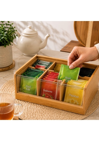 Bambu Cay Kutusu 22 22 10 Kahverengi