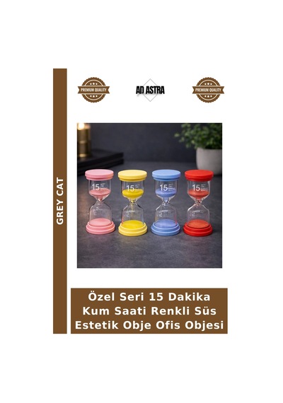 Özel Seri 15 Dakika Kum Saati Renkli Süs Estetik Obje Ofis Objesi