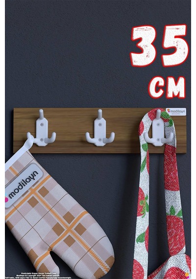 Arı 9 Kancalı Mutfak Askısı 3'lü Set 31,4x9,6 Cm - Şık Tasarım, Çok Amaçlı Düzenleyici Ve Yer Tasarrufu Kahverengi
