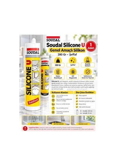 Soudal Şeffaf Slikon 280gr Genel Amaçlı Silikon Transparent