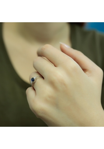 Lova Pırlantalı Oval Safir Yüzük - 1030161
