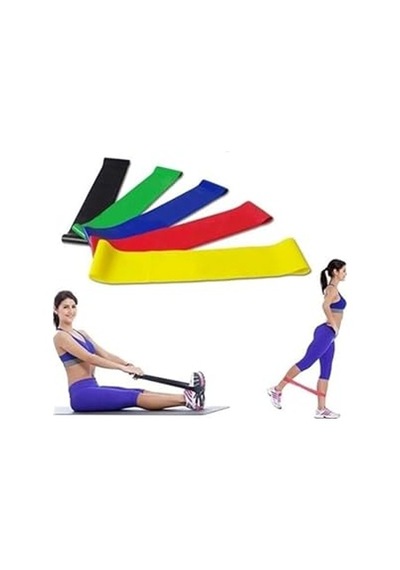 Ayrex Aerobik Bant 5'li Seti, Kademeli Dirençli Spor Lastik, Çok Renkli