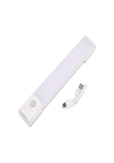 Hareket Sensörlü Led Lamba 20cm Usb Şarjlı 3 Renk Işık Dolap Mutfak Tezgah Altı Aydınlatma 1adet Beyaz