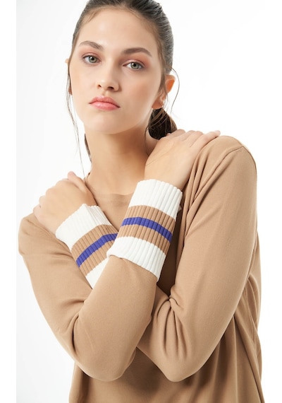 Mizalle Kol Renkli Rayon Triko Camel Tunik Camel