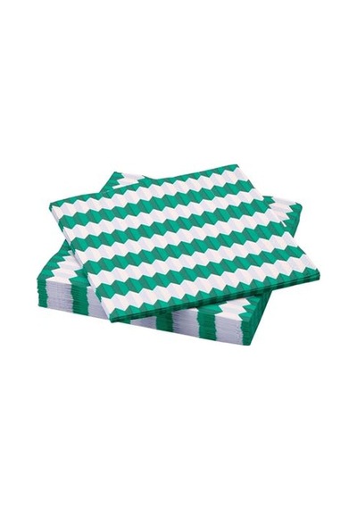 Ikea Vınterfınt Desenli Peçete, Yeşil-beyaz, 33x33 Cm, 30 Adet