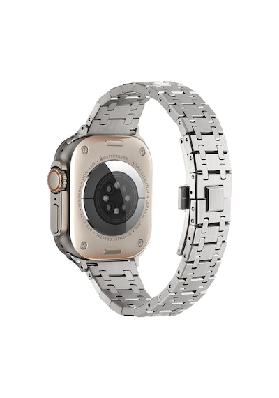 Apple Watch 7 41mm Uyumlu Kordon Paslanmaz Metal Çift Renkli Zore Krd-83 Kayış, Siyah
