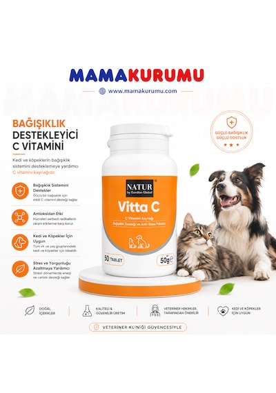 Vitta-c 50 Tablet - Kedi Ve Köpek İçin Bağışıklık Güçlendirici C Vitamini Takviyesi