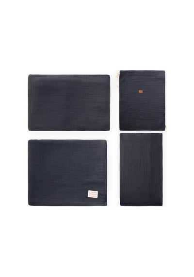 Keseli Organik Müslin Nevresim Takımı 100x135 Cm +/ - 3cm Çarşaf 120x150 Yastık 35x45 Cm Füme