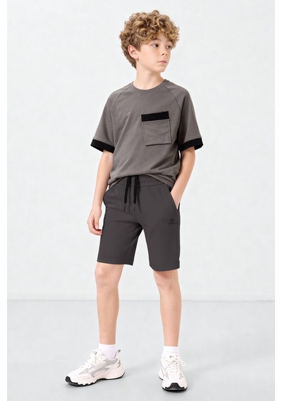 Tommylife Antrasit Standart Fit Basic Performans Erkek Çocuk Şort - 11303 Antrasit