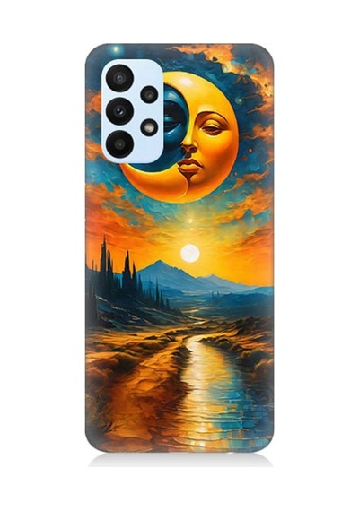 Samsung Galaxy A33 Uyumlu Ay Ve Güneş Yolu Desenli Silikon Kılıf Çok Renkli