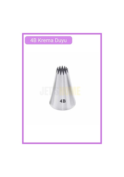 4b Açık Yıldız Desen Krema Duyu Büyük Boy Pasta Duyu Paslanmaz Çelik Krema Torbası Ucu 2.5x1.2x3.8 Cm Metalik Gri