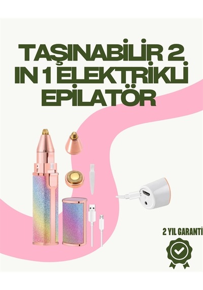 Mey İthalat 8000 Rpm Taşınabilir Epilatör Kaş Düzeltici Ve Dudak Epilatörlü Pille Çalışan