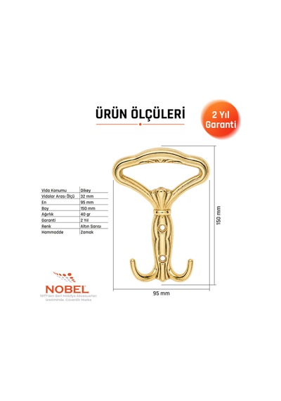Klasi K Portmanto Askısı, Metal Vestiyer Askısı, Altin, Duvar Ve Dolap Askılığı 5'li Set Vidalı Altın