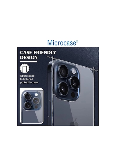Apple Uyumlu iPhone 15 Pro Arka Kapak İçin Tempered Glass Cam Koruma - Al3270