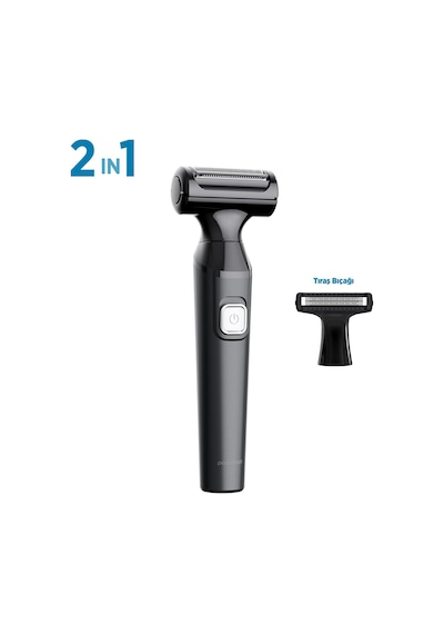 Polosmart Psr103 Erkek Vücut Bakım Cihazı 2 Başlıklı Ipx6 Su Geçirmez Sıfır Tıraş Makinesi Siyah