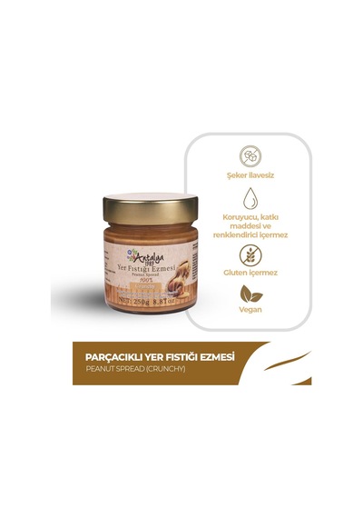 Antalya Reçelcisi 250g Sürülebilir Parçacıklı Yer Fıstığı Ezmesi