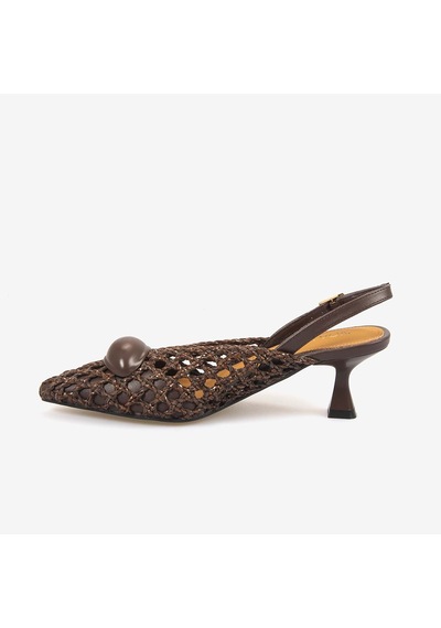Noa Harmon Kadın Örgü Slingback 5,5cm Sivri Burun Topuklu Ayakkabı 10342 Brown