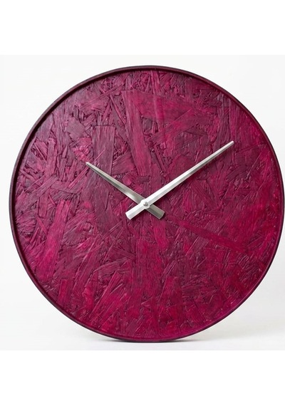 Osb Ahşap Tasarım Duvar Saati 44 Cm Bordo