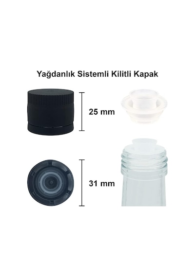 Ayrex Afracam 1000 Ml Yeşil Maraska Yağdanlık Kapaklı Ve Kapüşonlu 1000 Cc Köşeli Cam Şişe 2 Adet Diğer