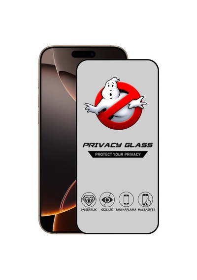 Apple iPhone Uyumlu 16 Pro Max Tam Kaplayan Privacy Hayalet Temperli Ekran Koruycu Cam