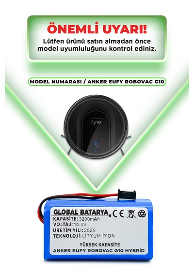 Anker Eufy Robovac G10 Hybrid Uyumlu Batarya 3200mah